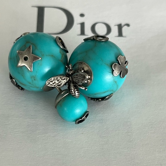 Dior Turquoise and Silver tribal earrings - Picture 1 of 3